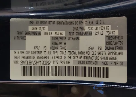 2017 Toyota Yaris Ia from USA, damaged, VIN 3MYDLBYV2HY170982